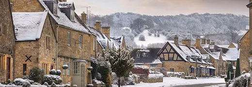winter view of a cotswold village